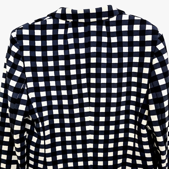 Nwot Banana Republic Dark Navy Black/White Gingham Collared Blazer - Picture 12 of 17
